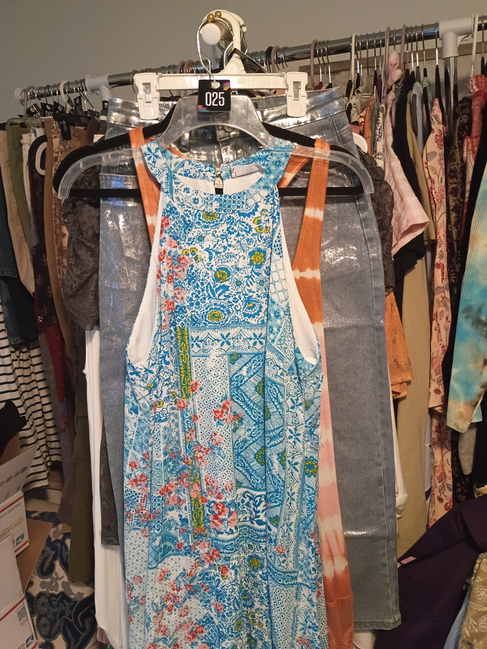 Blue Floral Halter Mini Dress